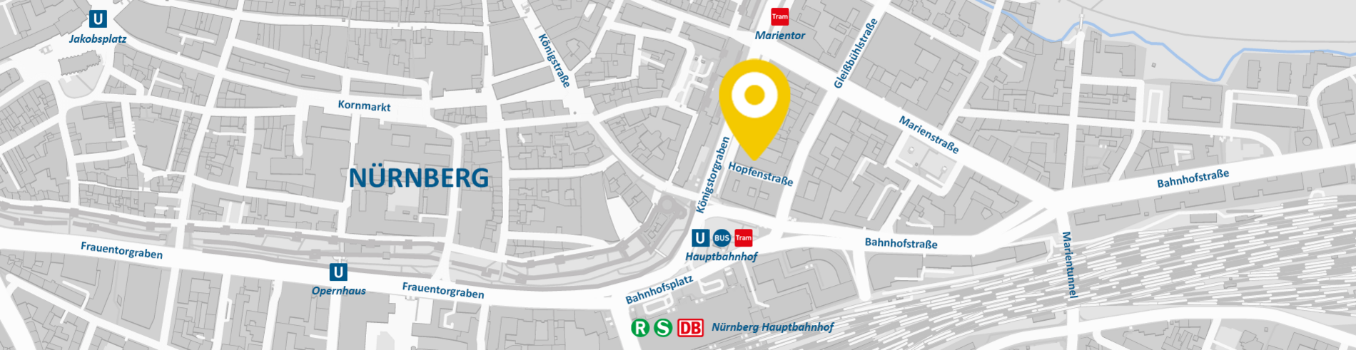 Straßenkartemit Standort AllDent Zahnzentrum Nürnberg am Königstorgraben